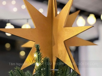 Ngôi sao gỗ 16 cạnh treo đỉnh cây thông Noel - ĐK 30cm PKT-X-07